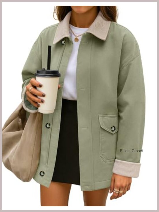 Jackets & Blazers - Lightweight Cotton Barn Jacket Casual Loose Fit Zip Up Coat